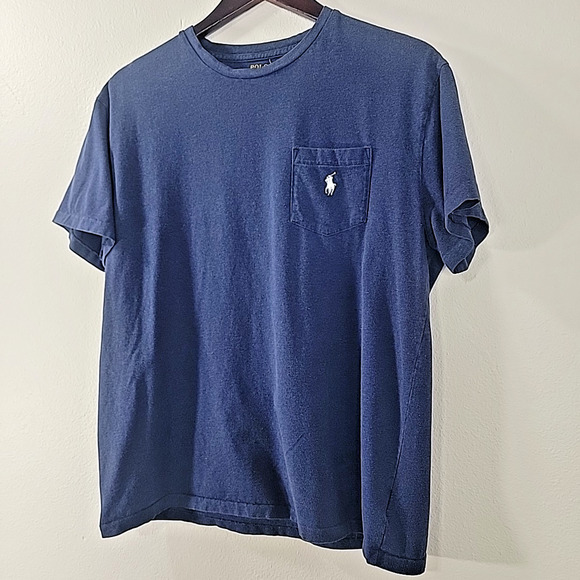 Polo Ralph Lauren Men’s T Shirt Medium Blue Pocket Tee Stretch Cotton Pony Logo - Picture 2 of 7
